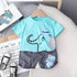 Round Neck Elephant Short Sleeve Suit Boys' Loose Shorts Two Piece Set